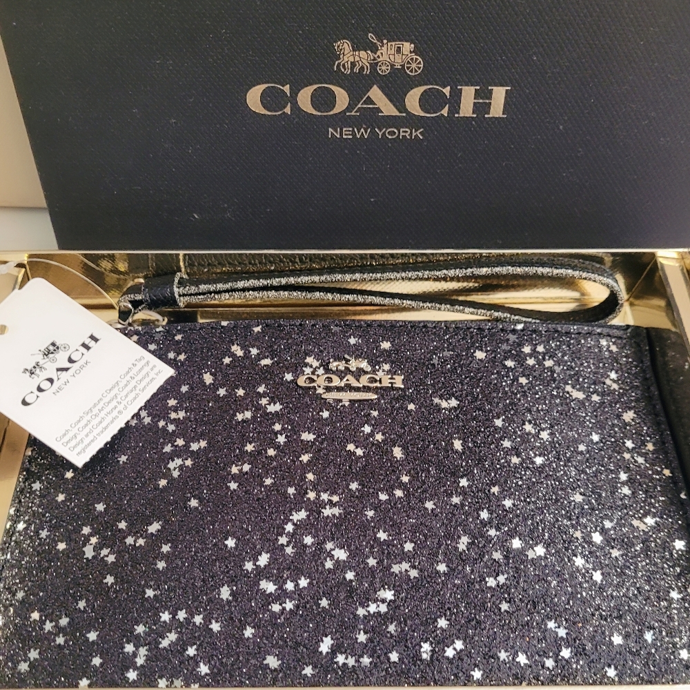 NWT Coach Star Glitter Wristlet